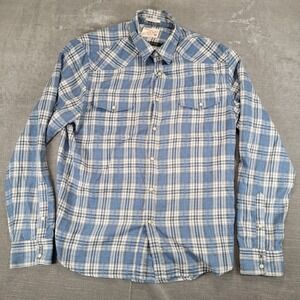 Lucky Brand Mens Classic Fit Plaid Long Sleeve Pearl‎ Snap Western Shirt Size M